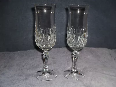 Buy Two Tall Cut Glass Champagne Flutes • 12£