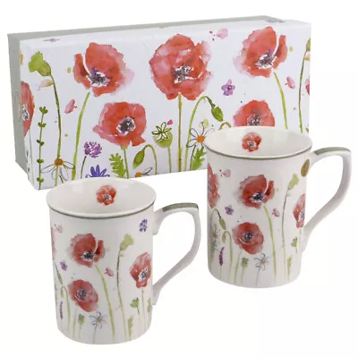 Buy Set Of 2 China Poppy Mugs By The Leonardo Collection Gift Box • 14.99£