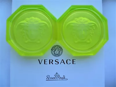 Buy Versace By Rosenthal Glass Coasters Yellow Uranium Vaseline Glass New & Boxed • 68£