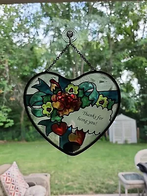 Buy Joan Baker Stained Glass Suncatcher Ornament Floral Heart  Thanks For Being You  • 13.97£