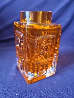 Buy Whitefriars Tangerine Greek Key Art Glass Vase  • 94£