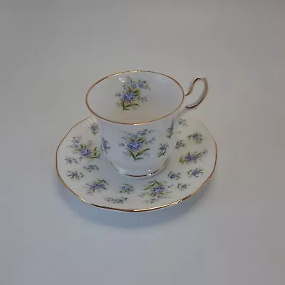 Buy Vintage Queen's Forget-Me-Not Tea Cup & Saucer Set Fine Bone China • 25.16£