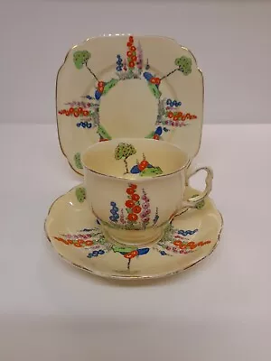 Buy Royal Albert Happy Land Rare Art Deco Trio C1927 • 25£