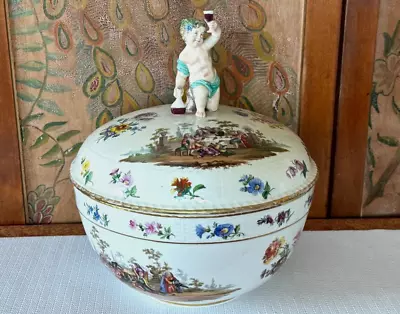 Buy Antique 1800s German Berlin Porcelain KPM Covered Bacchus Punch Bowl Centerpiece • 928.93£