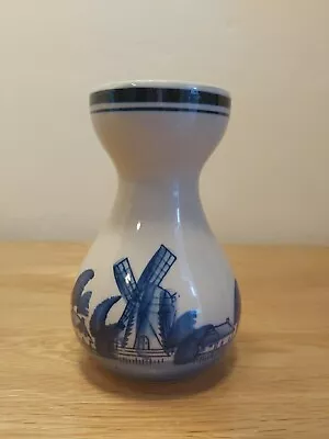 Buy Vintage Delft Blue & White Windmill Ship Design Vase 14.5 Cm High • 5.75£