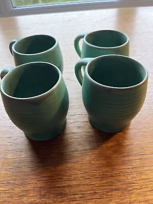 Buy Vintage Set Of 4 SYLVAC RIbbed Green Mugs 1090 (1934) • 19£