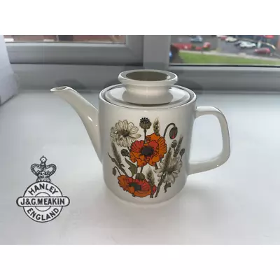 Buy J & G Meakin Poppy Vintage Teapot - England - Ironstone - 1970s - Retro - Superb • 19£