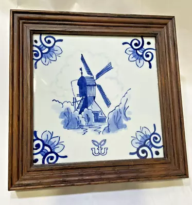 Buy Royal Delft De Porceleyne Fles Blue Handpainted Signed Framed 5.5  Wall Tile • 18.61£