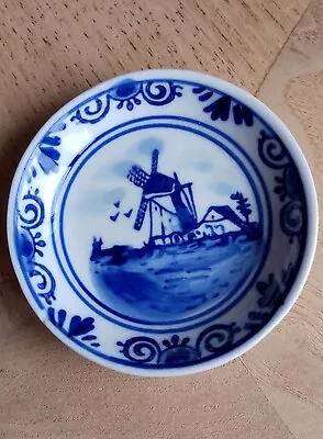 Buy Vintage Blue Delft Miniature Plate Dutch Holland Windmill • 4.50£