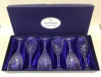 Buy Royal Doulton Finest Crystal Wine Glasses Set Of Six In Original Box • 24£