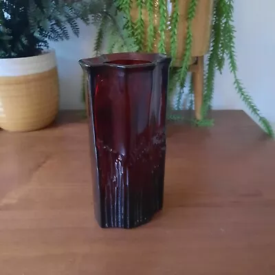 Buy Vintage Avon Glass Vase Ruby Red Cranberry 16cm Posy Stem 1970’s Art Deco Style • 8.50£