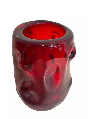 Buy Whitefriars Art Glass Red Knobbly Vase Mid Century Geoffrey Baxter  • 55£