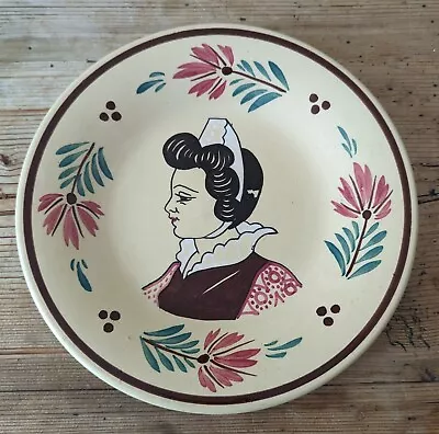 Buy Vintage Keraluc Quimper Plate Young Bretonne Woman In Traditional Dress 24cm Dia • 5.99£