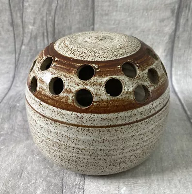 Buy Round Pottery Flower Frog Vase Planter  Studio Art Pottery • 14£