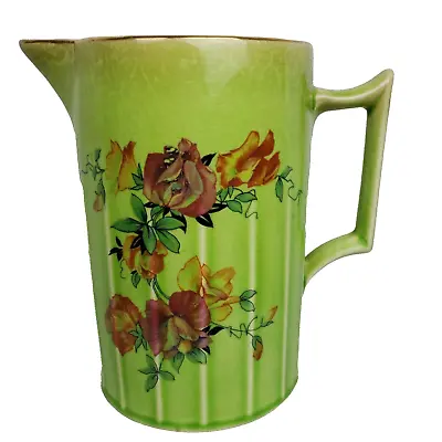 Buy Limoges Pitcher Green Ceramic Ornate Hand Painted Art Deco Gold Trim 1926 6.5  • 35.39£