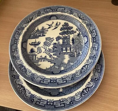 Buy Wedgwood Willow Pattern 2 X Breakfast / Luncheon Plates  Blue & White China 8” • 8£