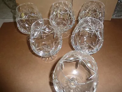 Buy BOHEMIAN - Heavy Cut Glass Crystal Brandy Ballon Glasses, Set Of 6 • 37£