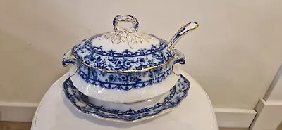 Buy Antique Colonial Pottery Marvern Blue & White China RD No 406303 Sauce Tureen & • 8£
