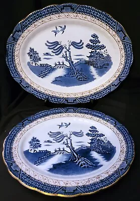 Buy TWO Booths REAL OLD WILLOW A8025 Graduated Serving Platters • 14£