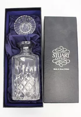 Buy STUART CRYSTAL Clear Lead Crystal Square DECANTER W/ Stopper 22cm BOXED - T05 • 9.99£