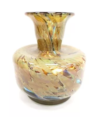 Buy MDINA GLASS Maltese Art Glass Brown Blue Swirl Pattern Glass VASE 6  - E31 • 6.99£