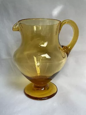 Buy Retro Vintage Mid-Century Yellow Amber Glass Jug Pitcher 1970's • 13.99£