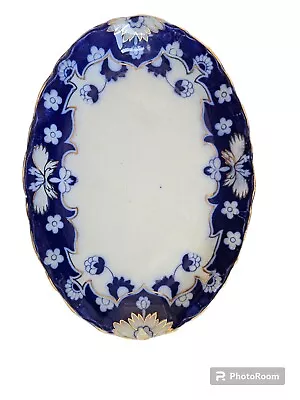 Buy Antique Royal Staffordshire Pekin Flow Blue Platter 16  Burslem England. • 186.38£
