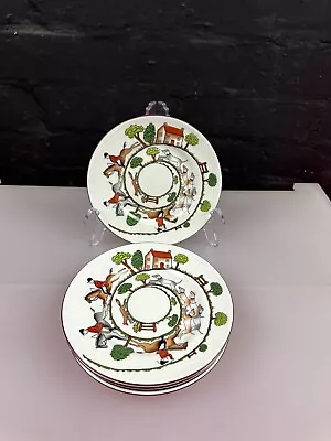 Buy 6 X Crown Staffordshire Hunting Scene Tea / Side Plates 16.2 Cm Wide Set • 59.99£