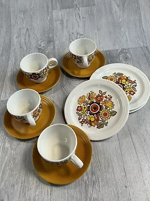 Buy Set Of 4 MYOTT “festival” Fine Ironstone Tea Cup, Saucers, 4x17.5 Cm Side Plates • 32£