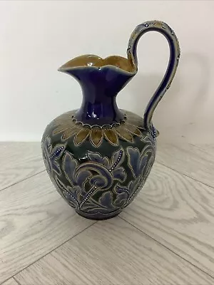 Buy Royal Doulton Lambeth 1887 Pourer Jug Floral Design Cobalt Blue @bri #D • 69£