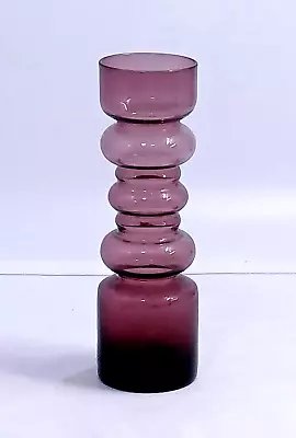 Buy Mid Century Hooped Glass Vase / Scandinavian / Swedish / Amethyst / 1970s • 9.99£