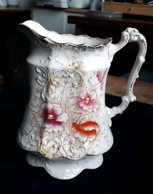 Buy Antique Ceramic Argyle MS&Co Stoke Water Jug  With Flower Patterns C2 • 18£