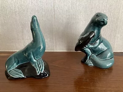 Buy Poole Pottery Seal & Otter With Fish On A Rock Ornaments Approx 5  Tall • 10£