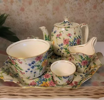 Buy Antique Royal Winton Grimwades Queen Anne  Chintz Porcelain Breakfast For One • 185.45£