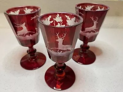 Buy Bohemian Wine Glasses (3), Ca. 1900 • 74.55£