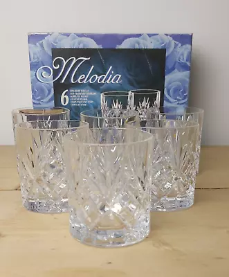 Buy Vintage Melodia Set Of 6 Old Fashioned Tumblers Glasses 24% Capri Lead Crystal • 17.99£