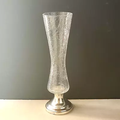 Buy 11.25in Tall Gorham Vase Crackle Glass & Serling Silver Weighted Base • 23.30£