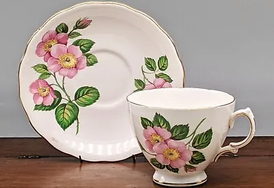 Buy Royal Vale Bone China Footed Tea Cup & Saucer Made In England Bramble Dog Rose • 9.32£