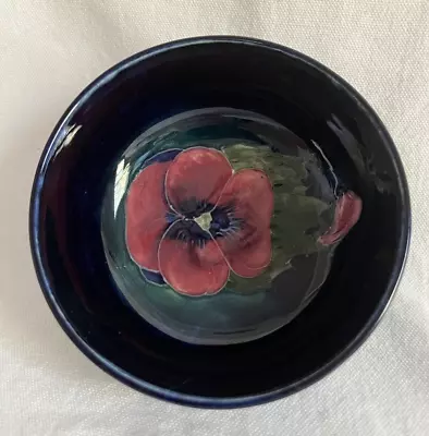 Buy W. Moorcroft Pottery Footed Bowl Trinket Dish Cobalt Blue Poppy 4.25  1936-1953 • 32.61£