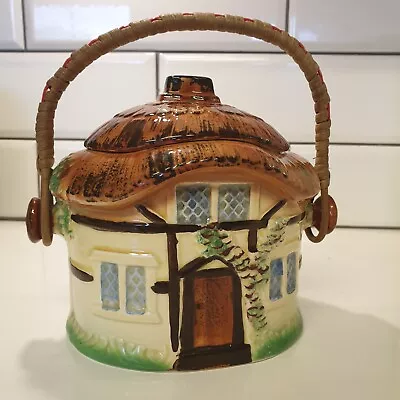 Buy Vintage Devon Thatched Cottage Lidded Biscuit Barrel/Sugar Bowl • 8.99£