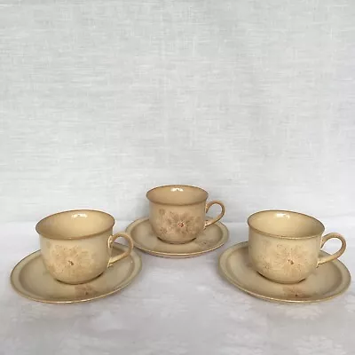 Buy Denby 'Sandalwood'  X 3 Tea Cups & Saucers Fine Stoneware Handcrafted In England • 15.50£