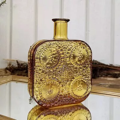 Buy Rare Vtg Riihimaen Lasi Nanny Still Grapponia Bottle Vase Amber Finnish Glass • 225.22£