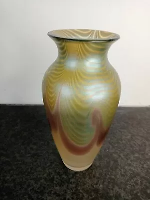 Buy (852) Isle Of Wight Okra Glass Studio Iridescent ENIGMA Vase # Signed RF • 20£