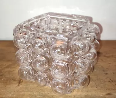 Buy Vintage Glass Bobble Posy Vase ~ Small Square Dartington Gridlock Style 3.25  H • 16.99£