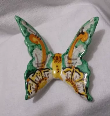 Buy Sicilian Ragusa N Caltagirone Italy Ceramic Pottery Green Butterfly Signed • 35.41£