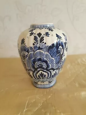 Buy Beautiful Hand Painted  Blue And White Delfts Ware Vase • 13£