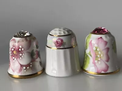 Buy SUTHERLAND Thimbles X 3 - Hand Painted FLOWERS Roses • 5.95£