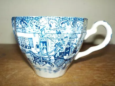 Buy Vintage Johnson Brothers Blue & White Pottery Coaching Scene Ironstone Tea Cup • 7.43£