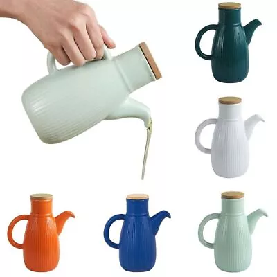 Buy Ceramic Soy Sauce Pot Wood Lid Oil Dispenser Durable Sauce Jug  Household • 14.75£