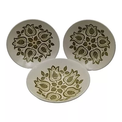 Buy J & G Meakin Bowls X3 Maidstone Tulip Time Soup Pasta Cereal Olive Green 70's • 14.99£